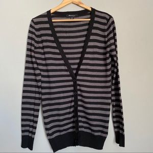 Forever 21 Vintage Striped Cardigan Grey and Black